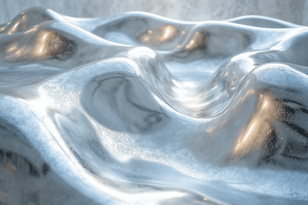 Gestraald en gepolijst metaalplaat na parelstraalbehandeling door Sablé